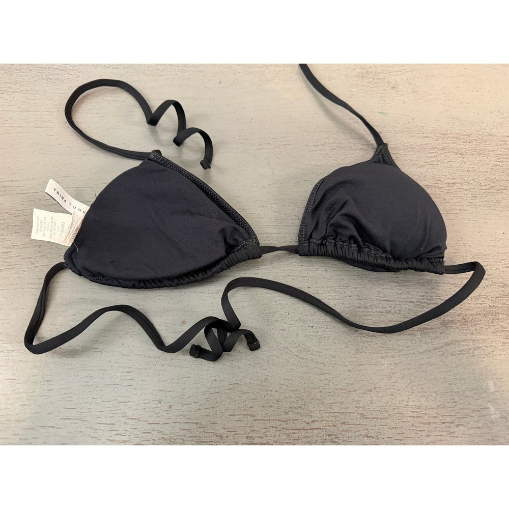 Trina Turk Black Triangle Bikini Top Halter String Swim Top Size 6 1130A83 - Picture 2 of 3